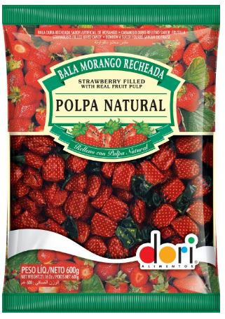 Bala De Morango Recheada 600g